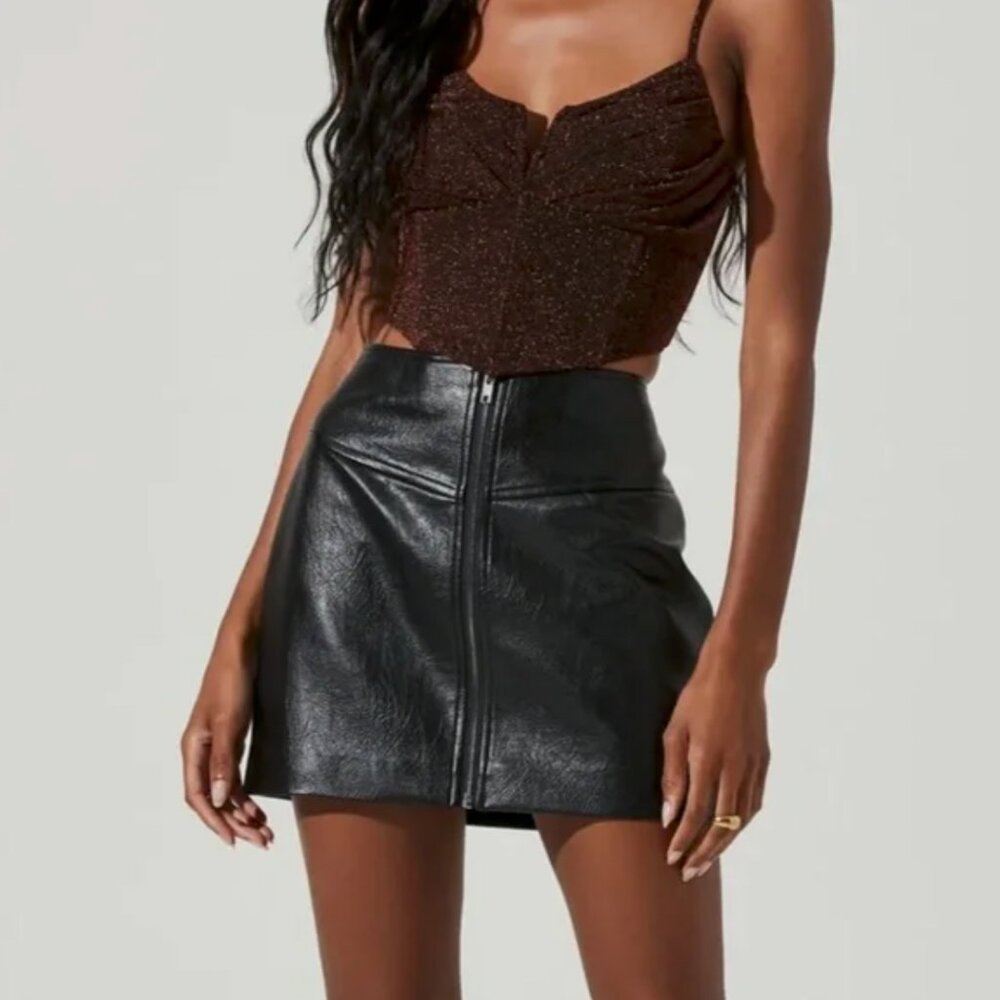 ASTR The Label Black Faux Leather Mini Skirt